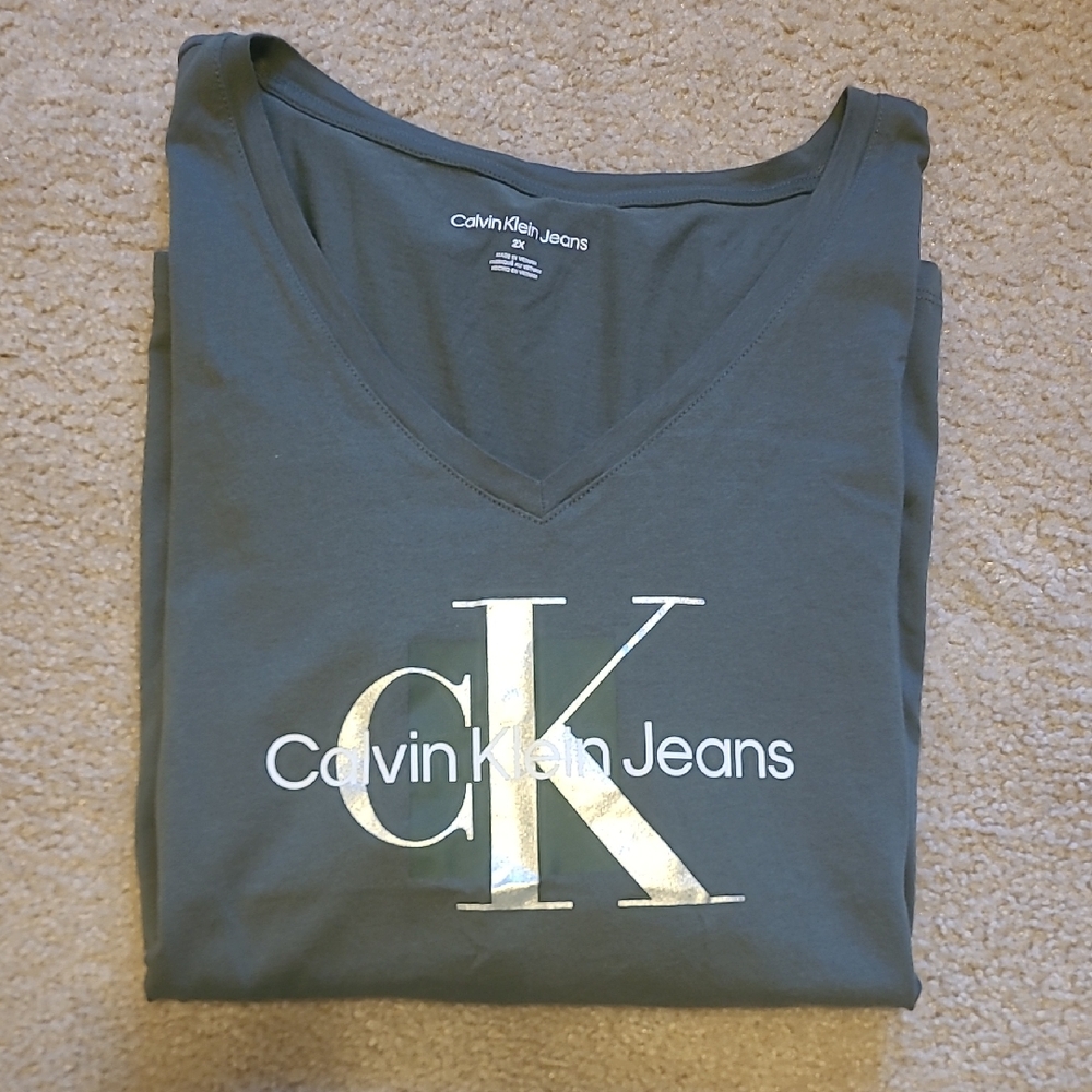 Calvin Klein Jeans Charcoal V-Neck Tee